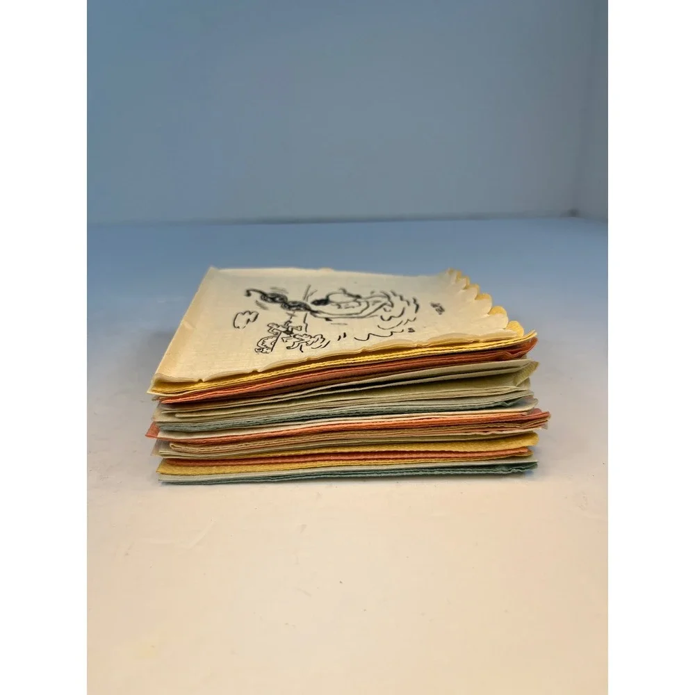 Vintage Mid Century Humorous Cartoon Cocktail Napkins Set Risque Retro Barware